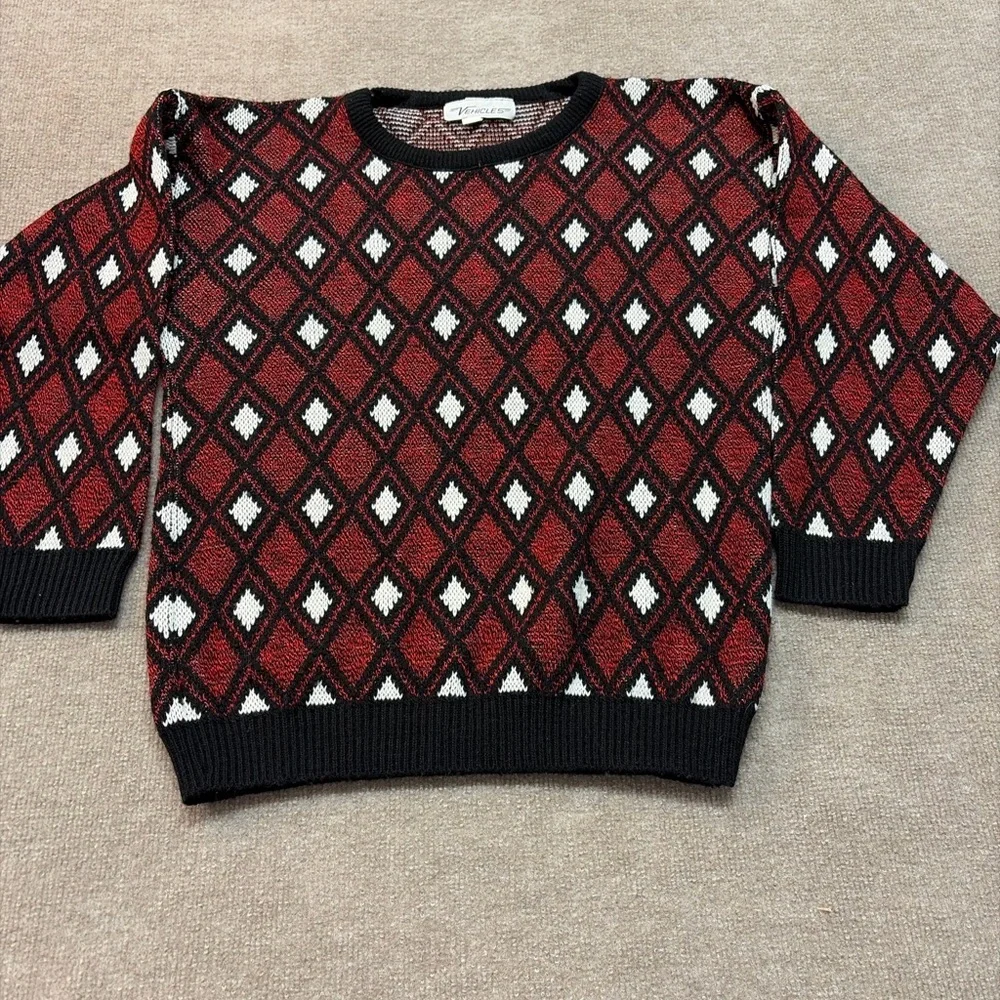 Red and Black Diamond Pattern Sweater 306